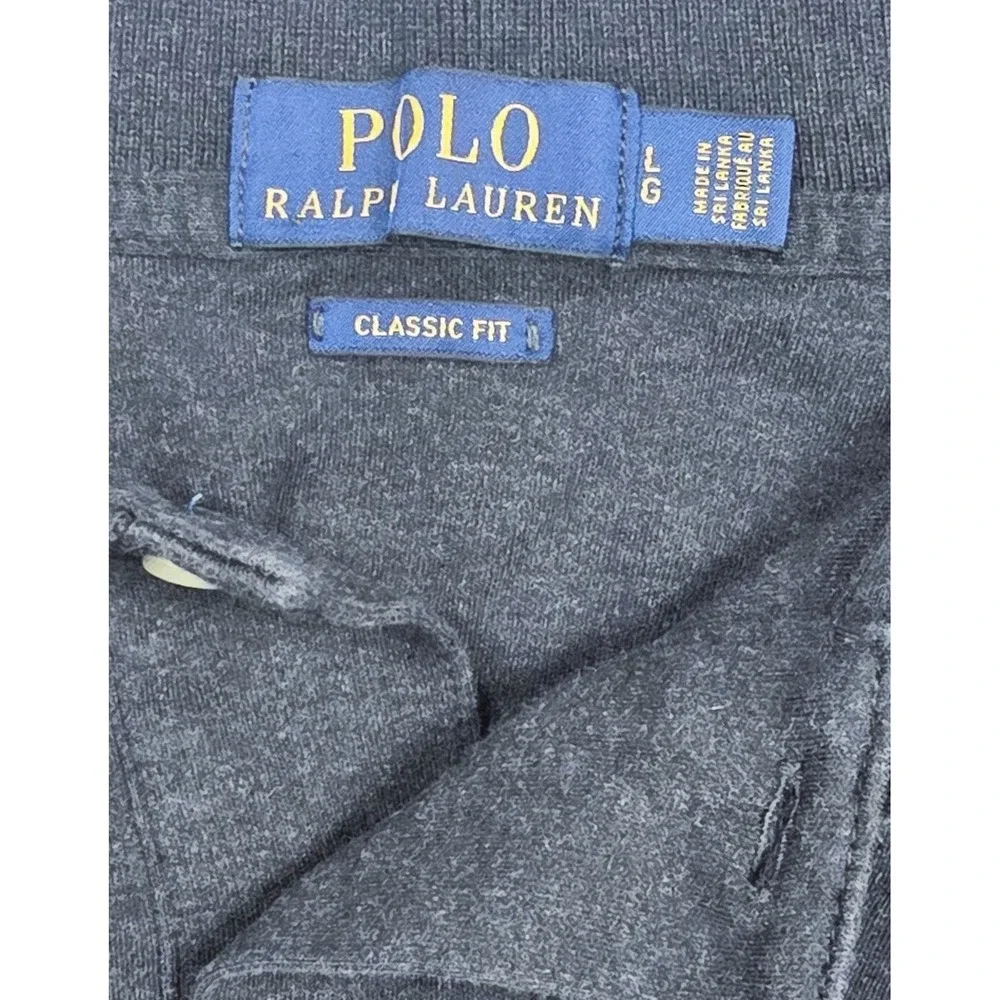 Polo Ralph Lauren Classic Fit Gray Cotton Short Sleeve Polo Shirt Mens Large‎